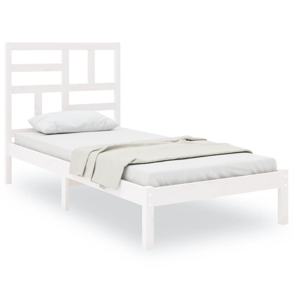 vidaXL Estrutura de cama solteiro 90x190 cm madeira maciça branco