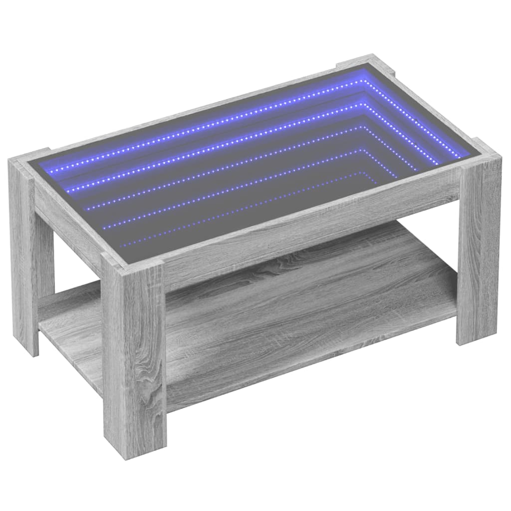 vidaXL Mesa de centro c/ LEDs 93x53x45 cm madeira processada