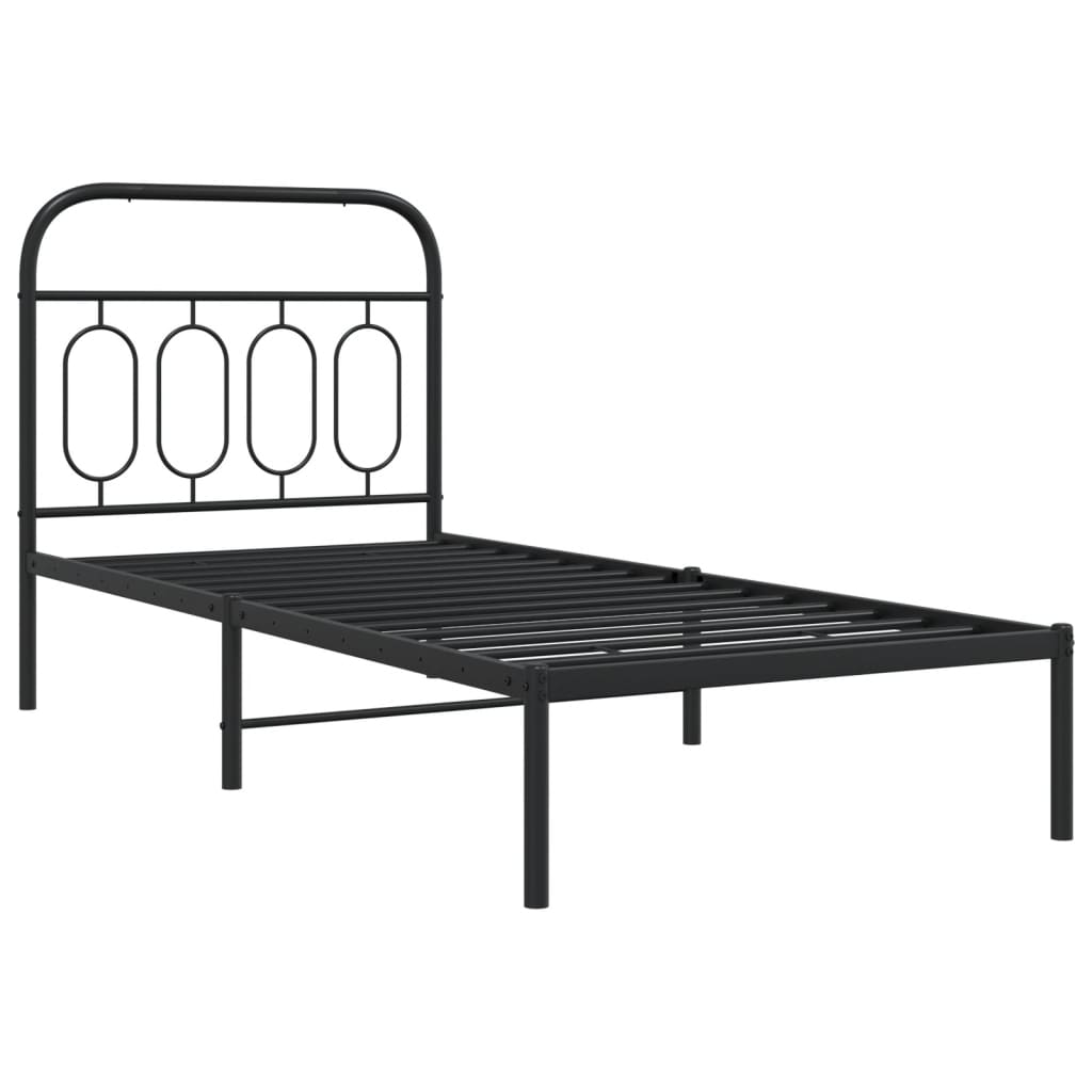 vidaXL Estrutura de cama com cabeceira 90x190 cm metal preto