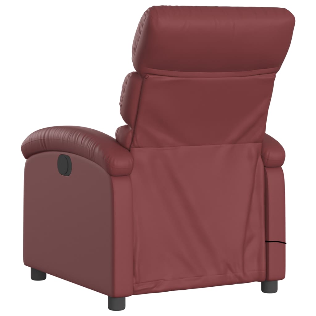 vidaXL Poltrona massagens reclin. elétrica couro artif. vermelho-tinto