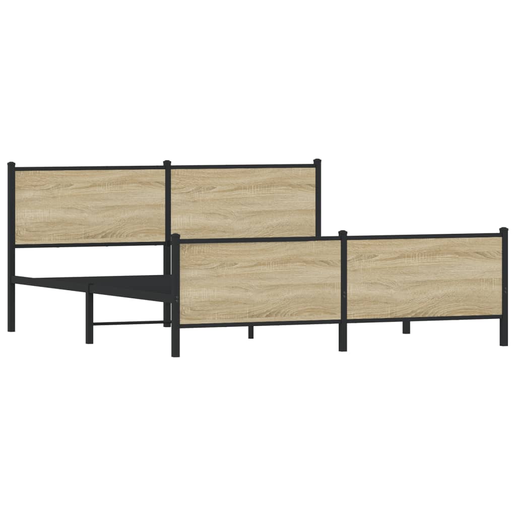 vidaXL Estrutura de cama sem colchão 193x203cm metal carvalho sonoma