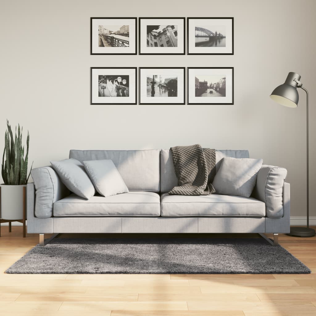 vidaXL Tapete pelo curto macio e lavável HUARTE 80x150 cm antracite