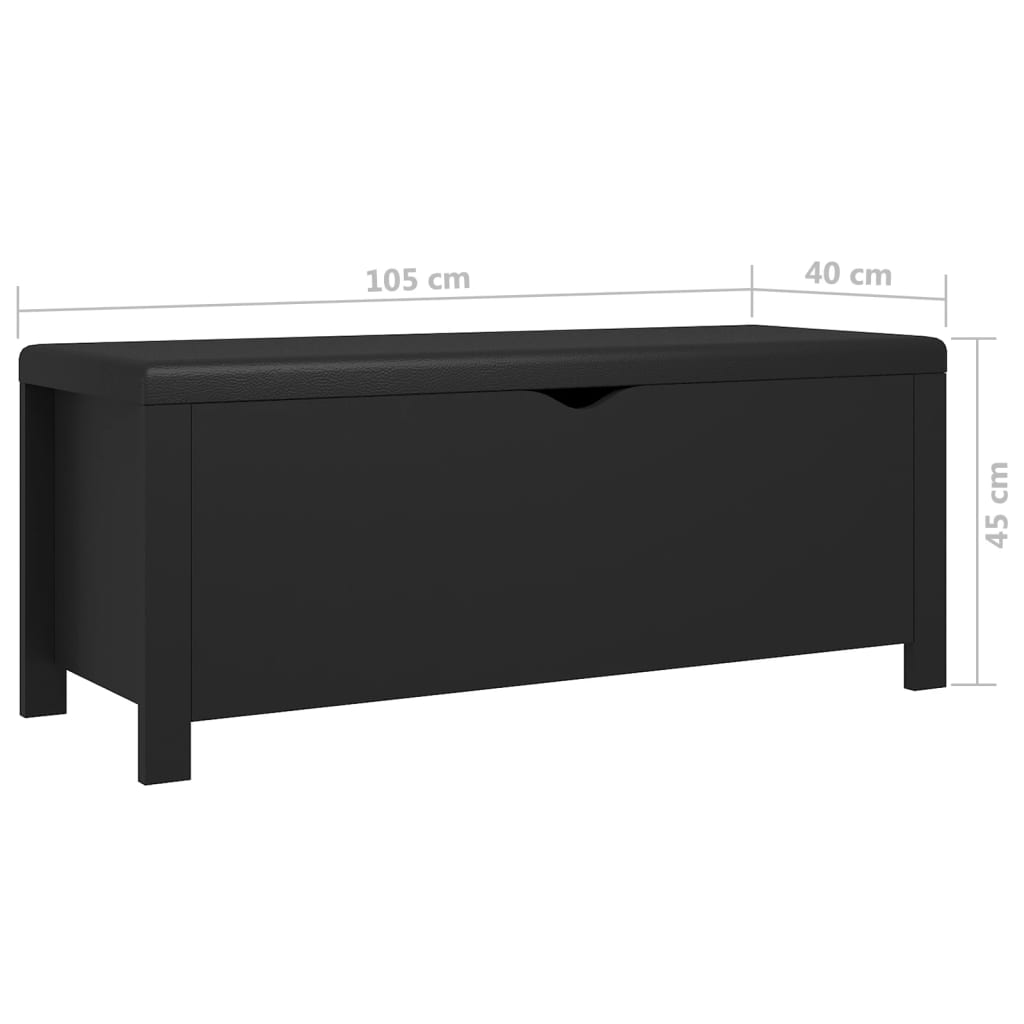 vidaXL Caixa arrumação c/ almofadão deriv. madeira 105x40x45 cm preto