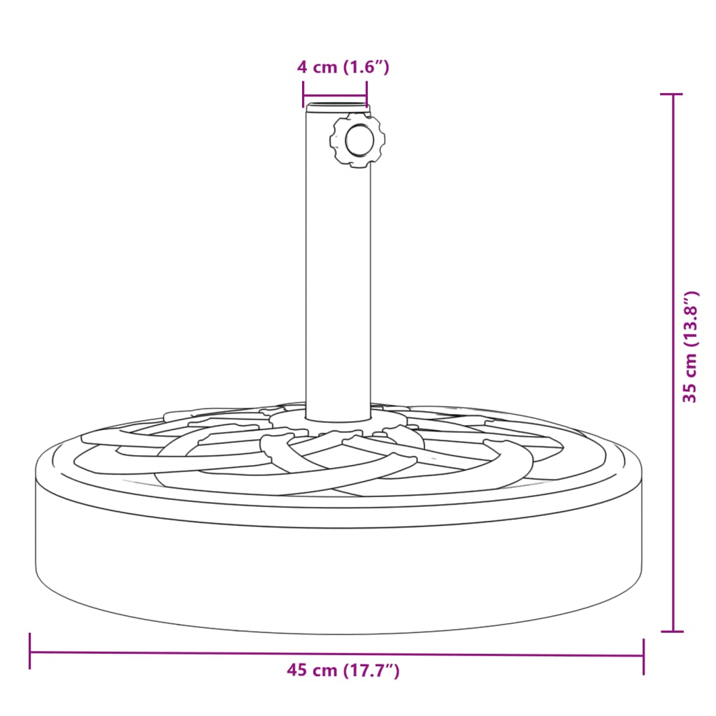 vidaXL Base de guarda-sol para postes de Ø38/48 mm 25 kg redondo