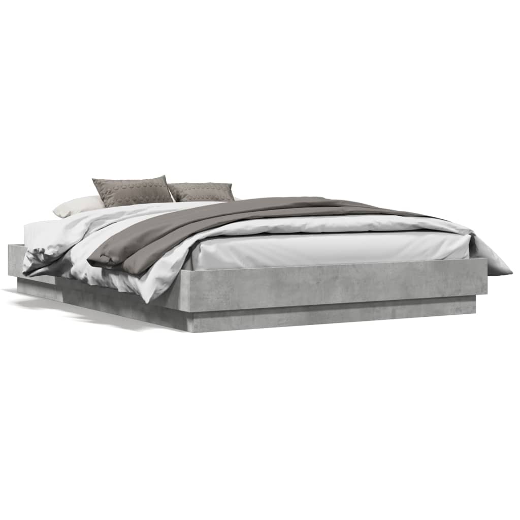 vidaXL Estrutura de cama 140x190 cm derivados de madeira cinza cimento