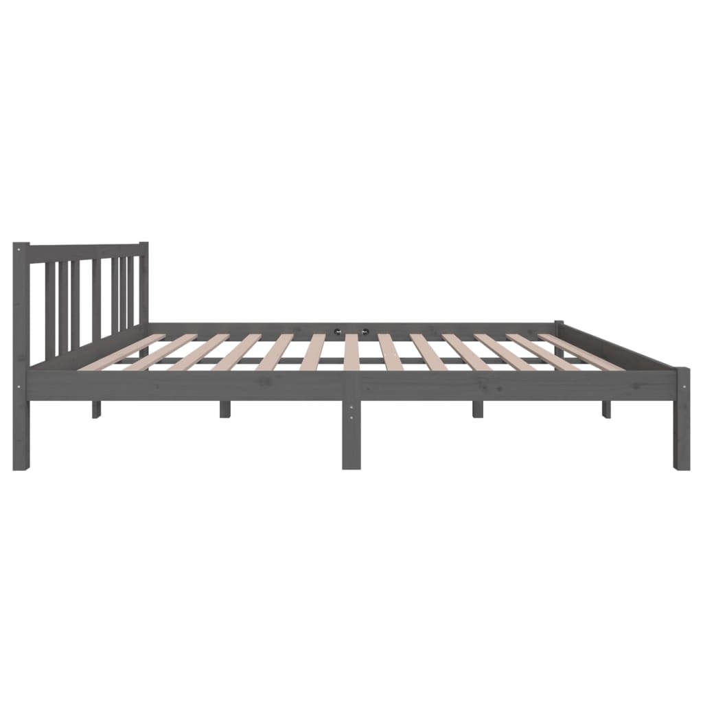 vidaXL Estrutura de cama king 150x200 cm madeira maciça cinza