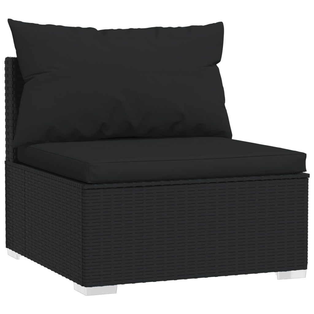 vidaXL 12 pcs conjunto lounge de jardim c/ almofadões vime PE preto