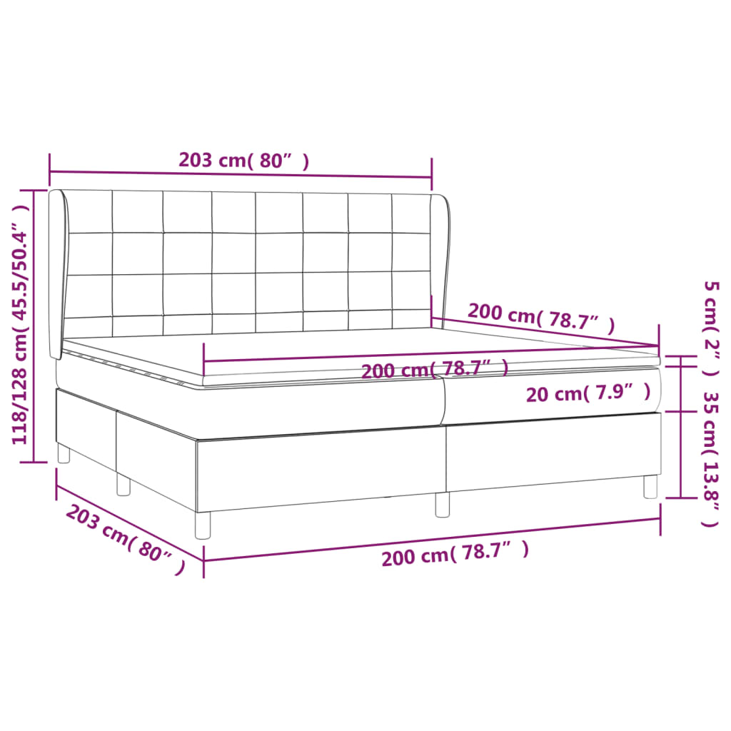 vidaXL Cama com molas/colchão 200x200 cm veludo cinzento-escuro