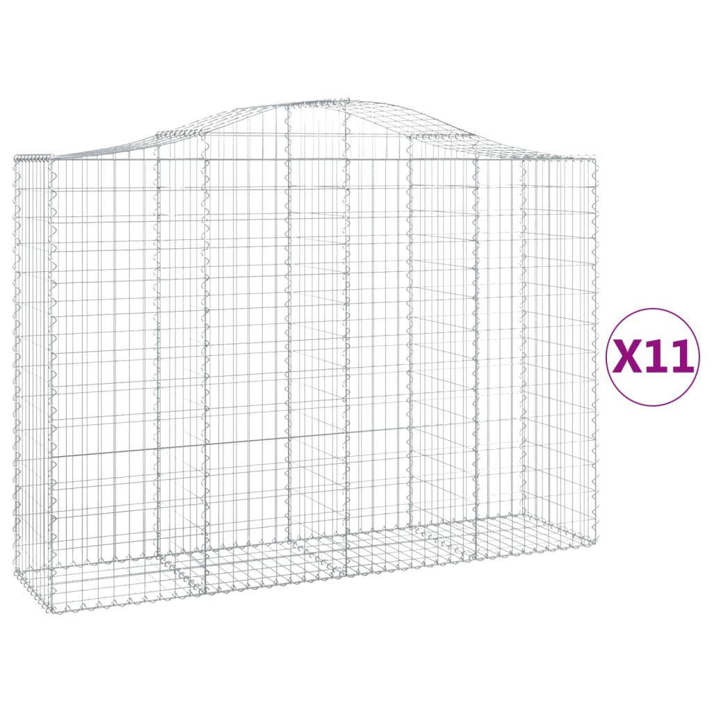 vidaXL Cestos gabião arqueados 11 pcs 200x50x140/160 ferro galvanizado