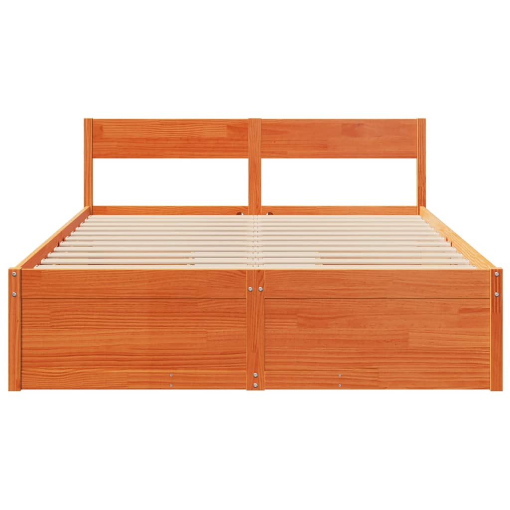 vidaXL Cama sem colchão 140x200 cm madeira pinho maciça castanho-mel