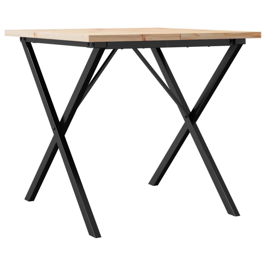 vidaXL Mesa de jantar estrutura em X 90x90x75,5 cm pinho/ferro fundido