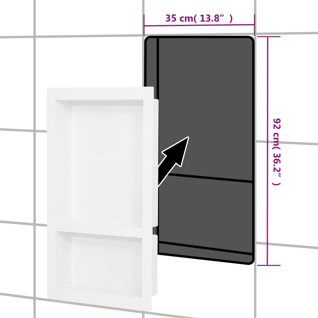 vidaXL Habitáculo chuveiro c/ 2 compartim. 41x69x9 cm branco brilhante