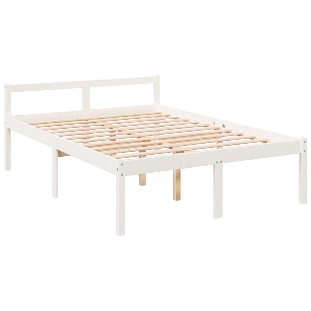 vidaXL Cama de casal pequena para idosos 120x190cm pinho maciço branco