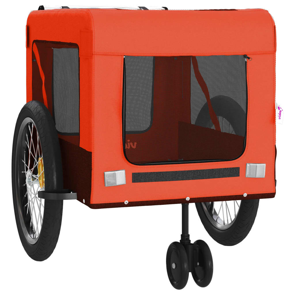 vidaXL Reboque bicicleta p/ animais tecido oxford/ferro laranja/preto