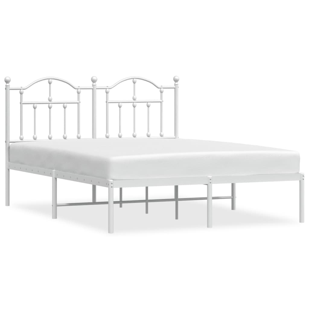 vidaXL Estrutura de cama com cabeceira 150x200 cm metal branco