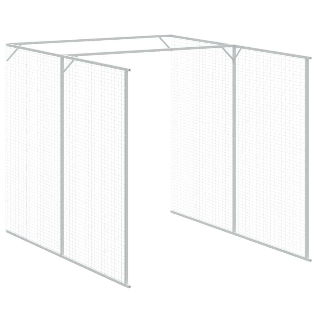 vidaXL Casota cães c/ parque 165x455x181 cm aço galvaniz. cinza-claro