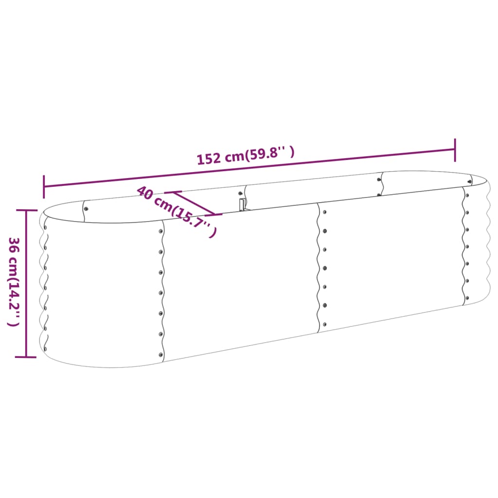 vidaXL Canteiro elevado jardim 152x40x36 cm aço revestido a pó verde