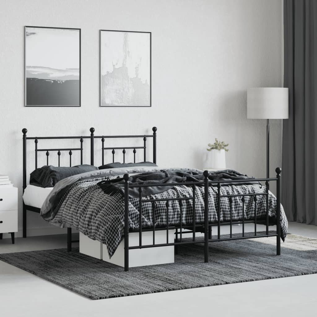 vidaXL Estrutura de cama com cabeceira e pés 140x190 cm metal preto