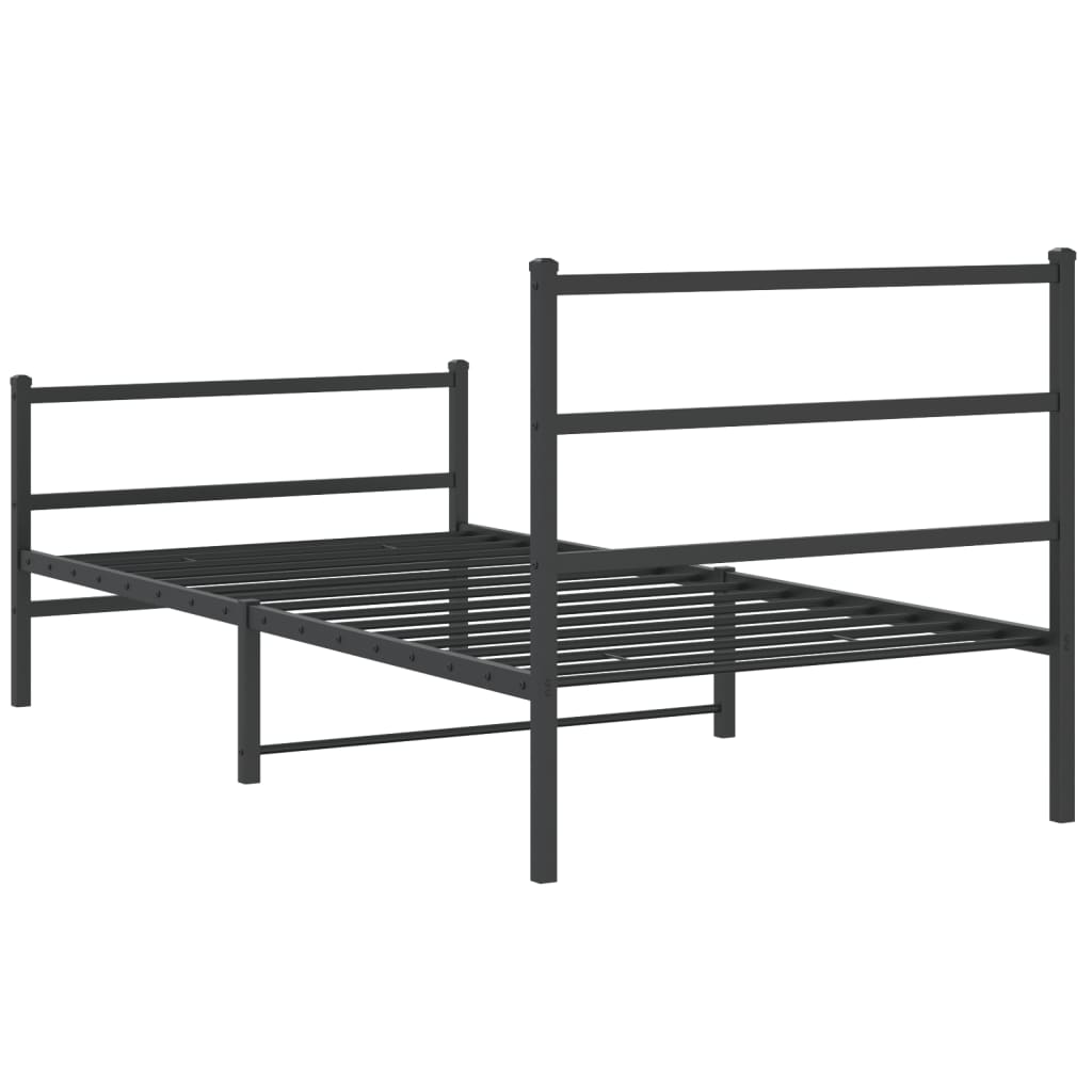 vidaXL Estrutura de cama com cabeceira e pés 107x203 cm metal preto