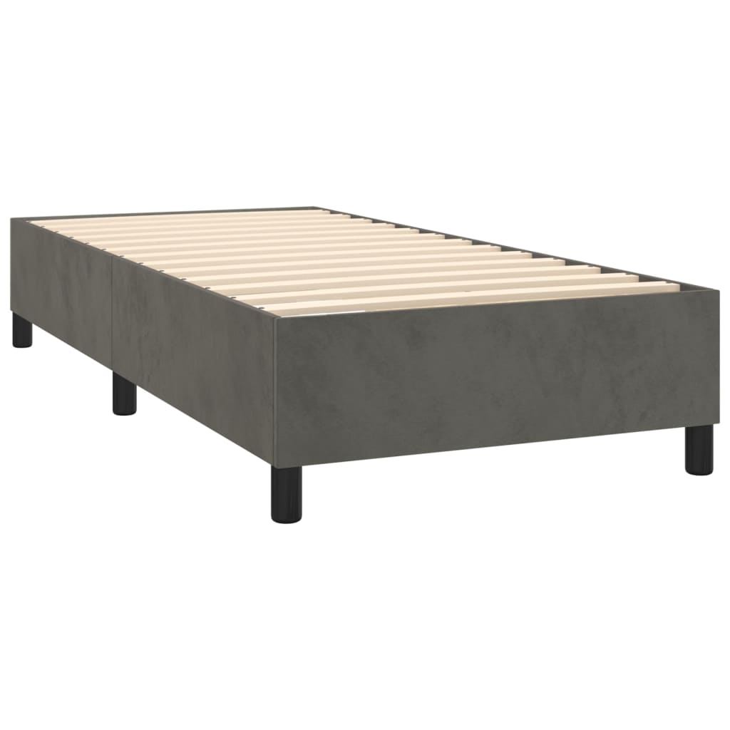 vidaXL Cama com molas/colchão 100x200 cm veludo cinza-escuro