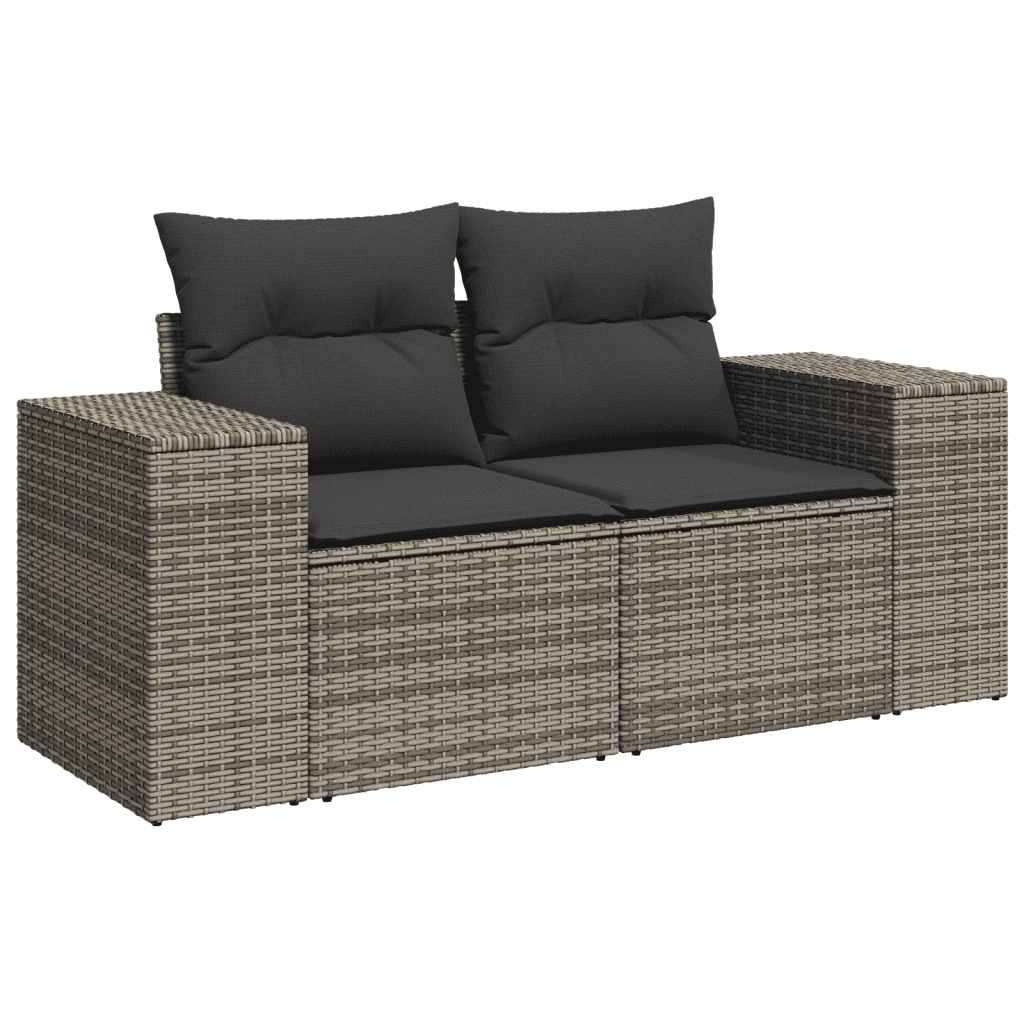 vidaXL 6 pcs conjunto sofás de jardim com almofadões vime cinzento