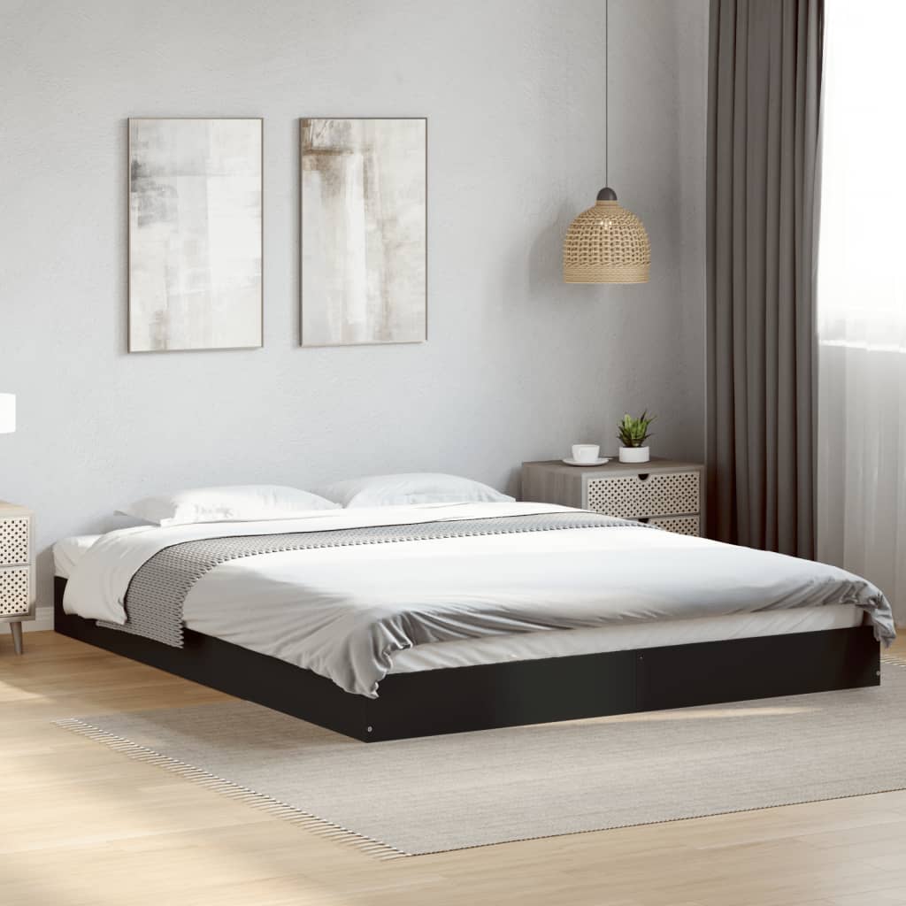 vidaXL Estrutura de cama 150x200 cm derivados de madeira preto