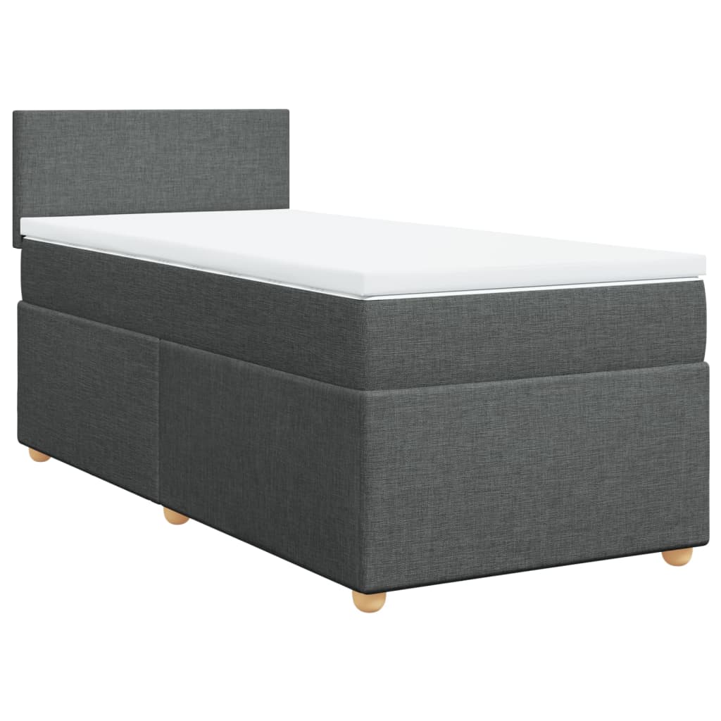 vidaXL Cama box spring com colchão solteiro tecido cinzento-escuro