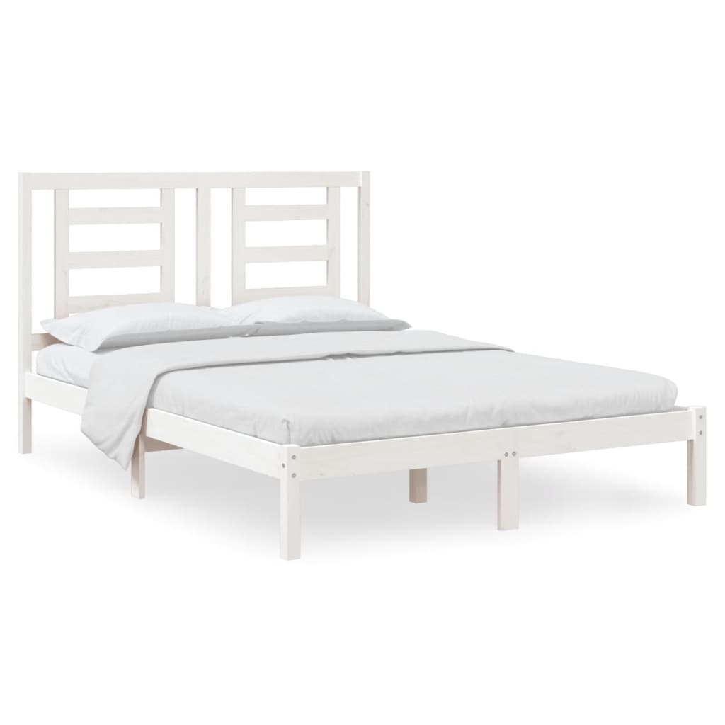 vidaXL Estrutura de cama king 150x200 cm pinho maciço branco