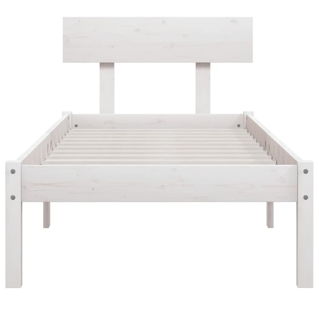 vidaXL Estrutura de cama 100x200 cm madeira pinho maciço branco