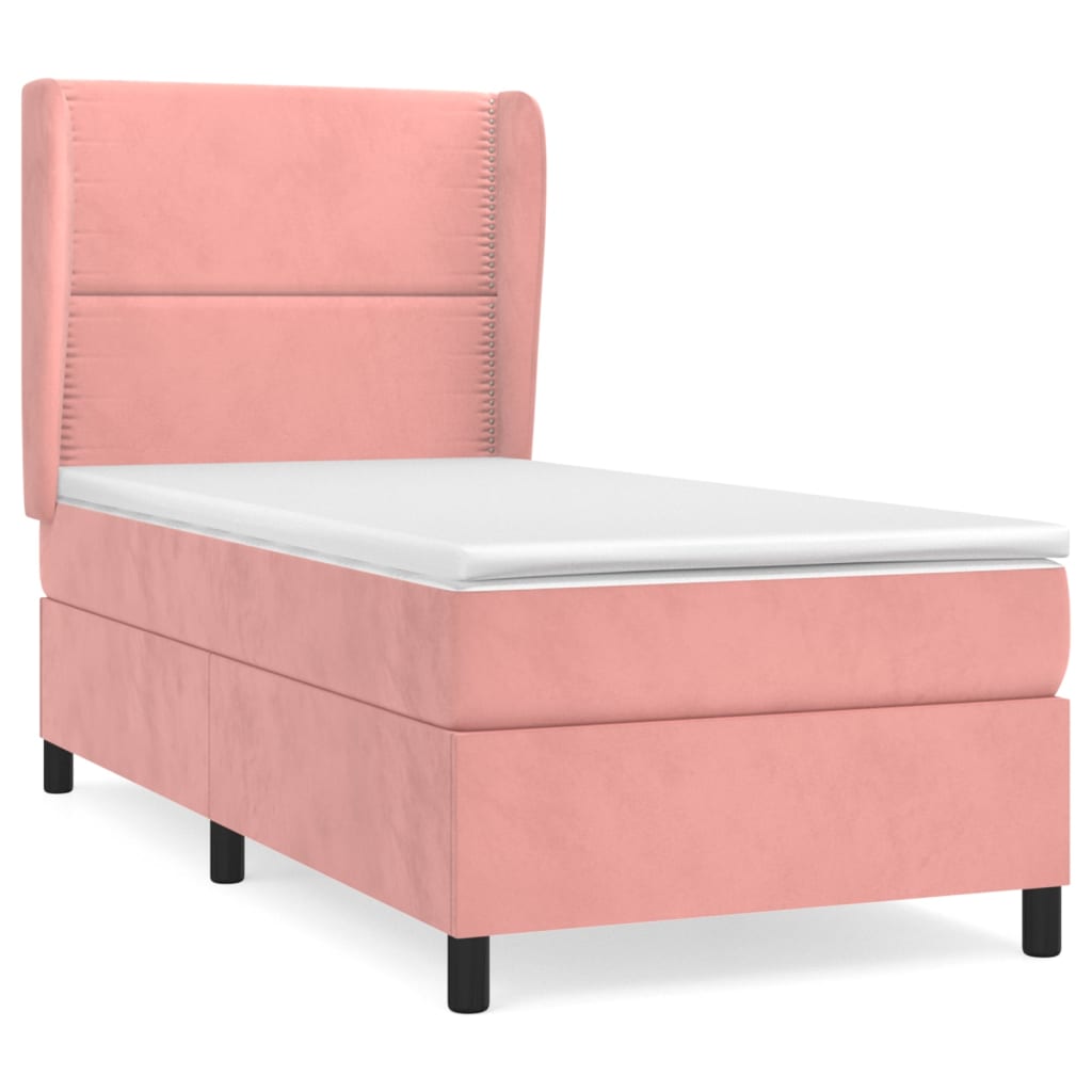 vidaXL Cama com molas/colchão 90x190 cm veludo rosa