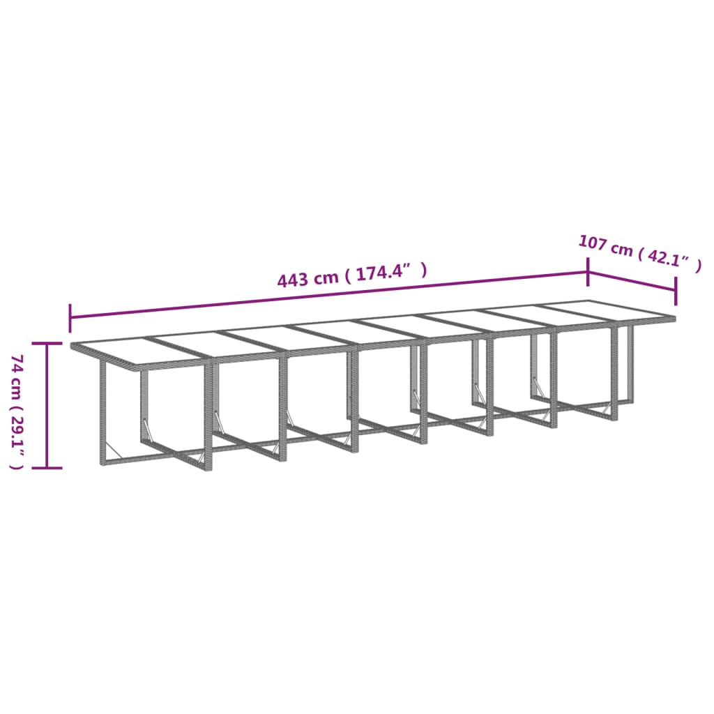 vidaXL 21 pcs conjunto jantar p/ jardim c/ almofadões vime PE preto