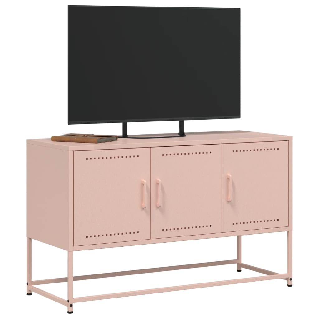 vidaXL Móvel de TV 100,5x39x60,5 cm aço rosa