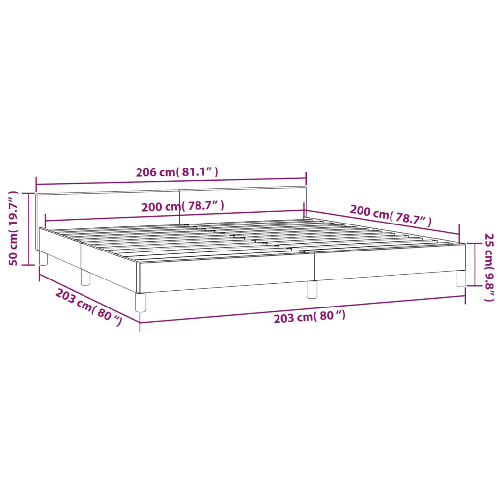 vidaXL Estrutura de cama sem colchão 200x200 cm tecido cinzento-escuro