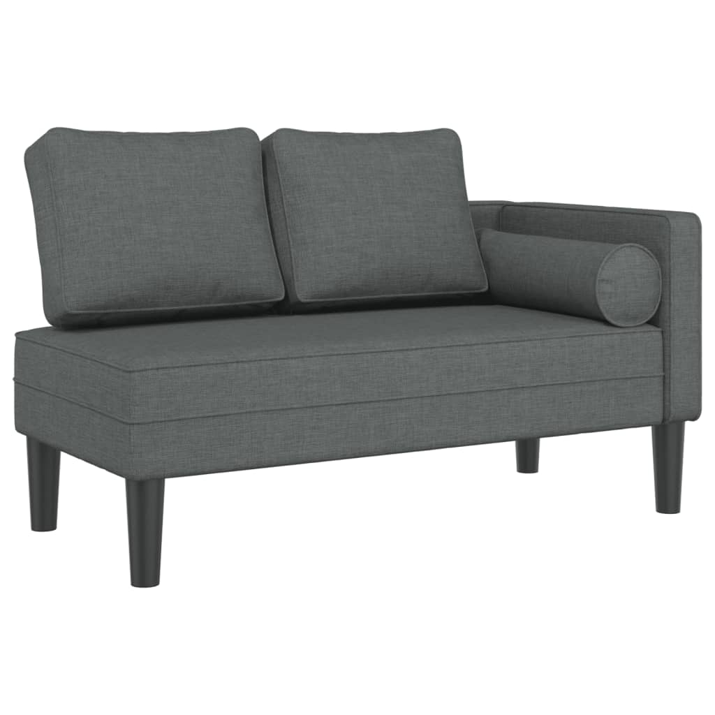 vidaXL Chaise lounge com almofadões tecido cinzento-escuro