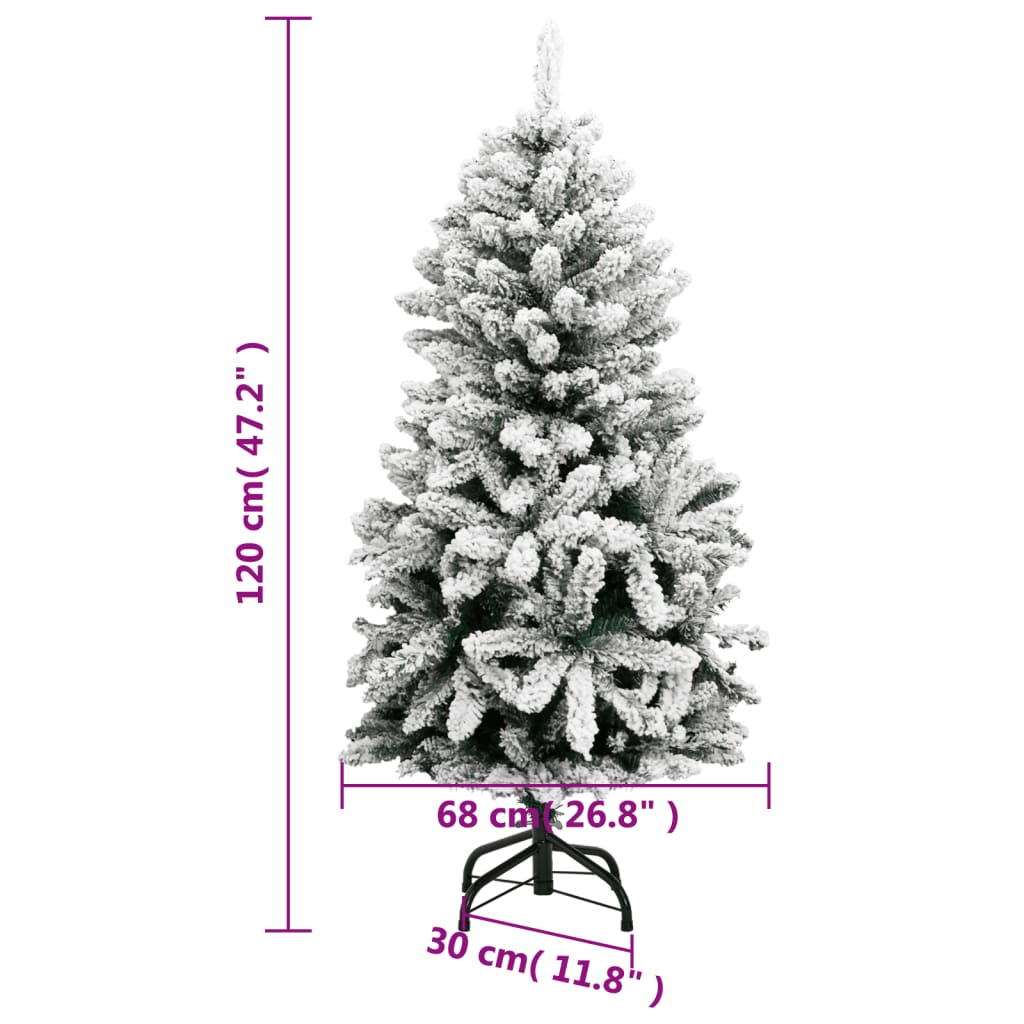 vidaXL Árvore de Natal artificial articulada c/ flocos de neve 120 cm