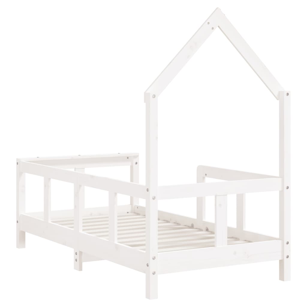 vidaXL Estrutura de cama infantil 70x140 cm pinho maciço branco