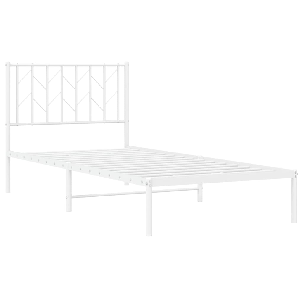 vidaXL Estrutura de cama com cabeceira 90x190 cm metal branco