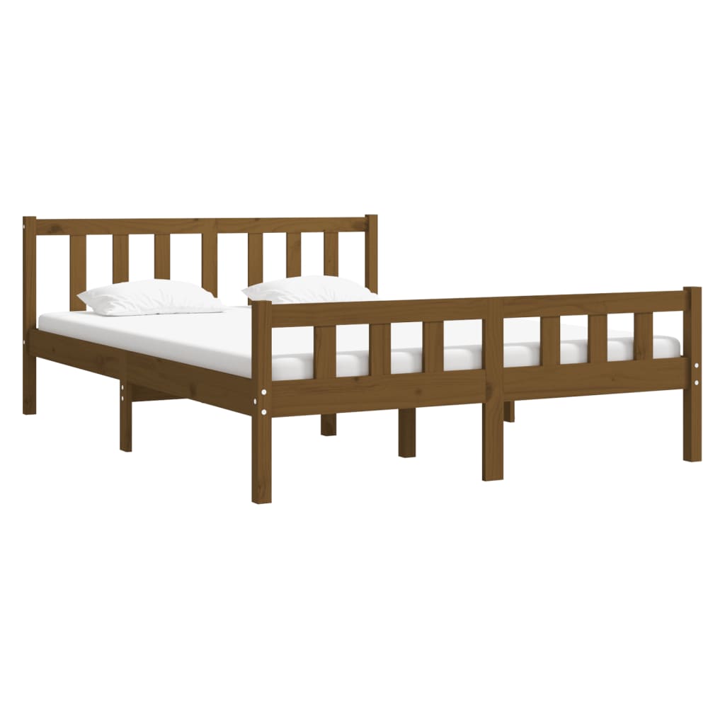 vidaXL Estrutura de cama 140x190 cm madeira maciça castanho-mel