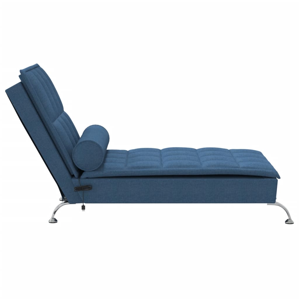 vidaXL Chaise lounge de massagem com rolo tecido azul