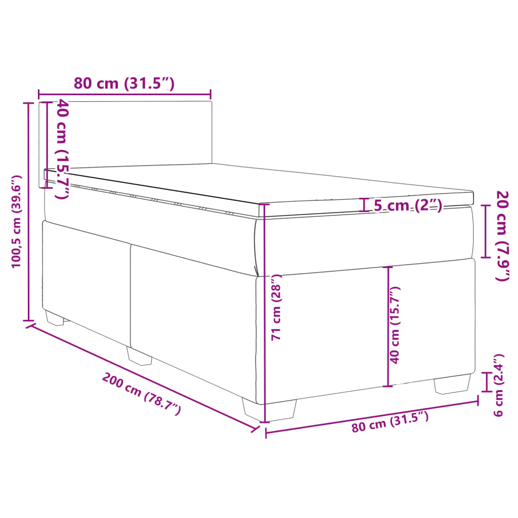 vidaXL Cama boxspring com colchão 80x200 cm veludo azul