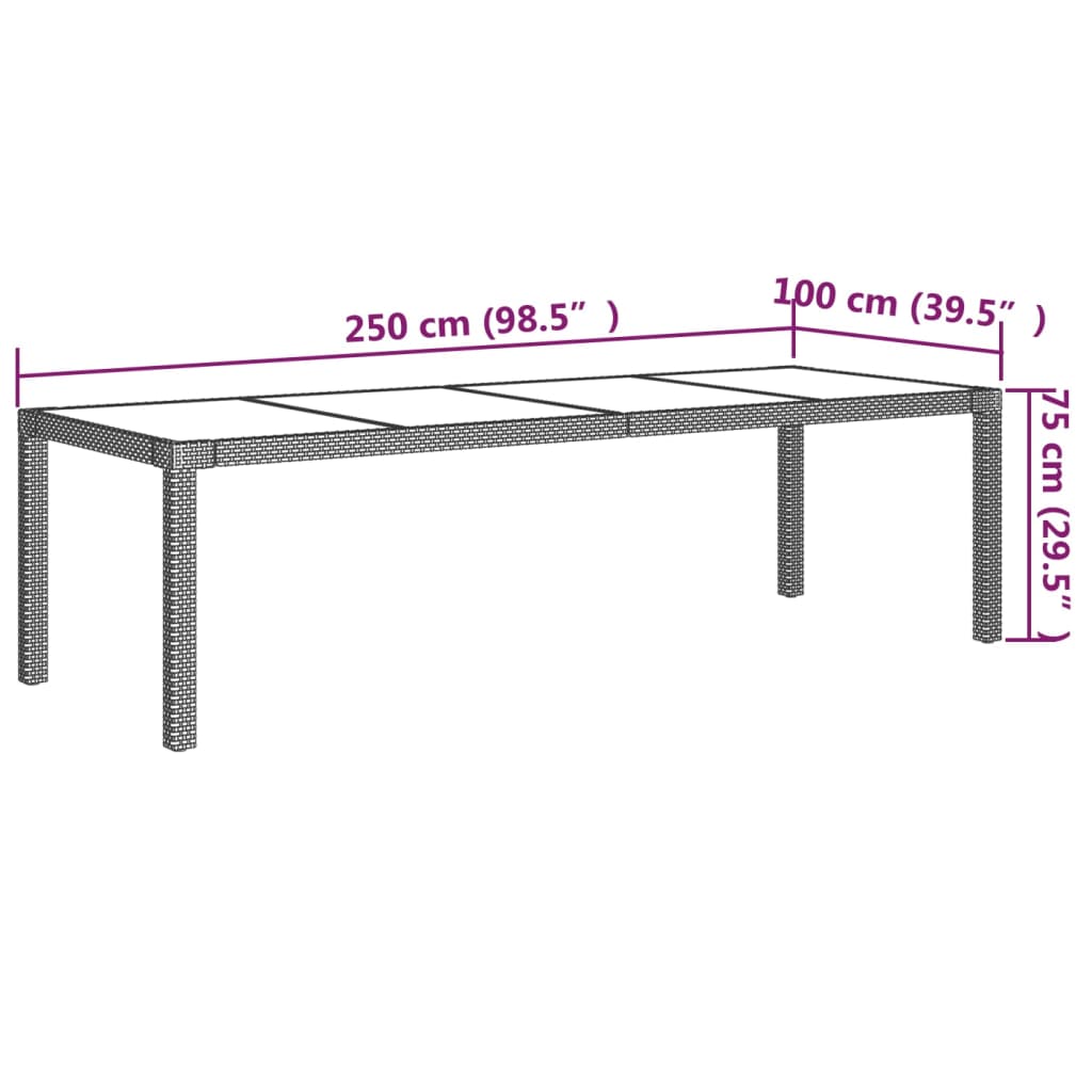 vidaXL 9 pcs conjunto jantar exterior c/ almofadões vime PE cinzento