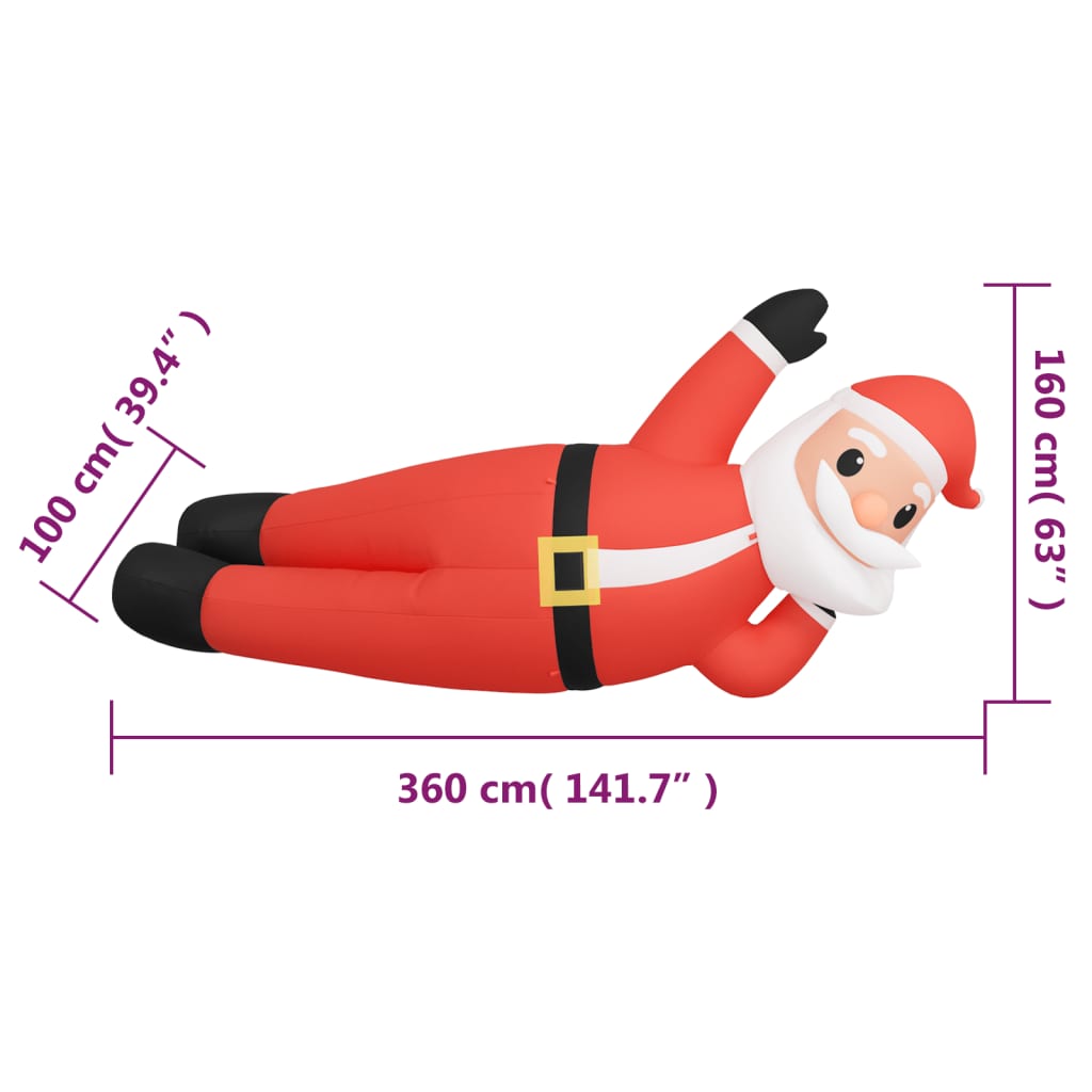 vidaXL Pai Natal insuflável deitado com luzes LED 160 cm