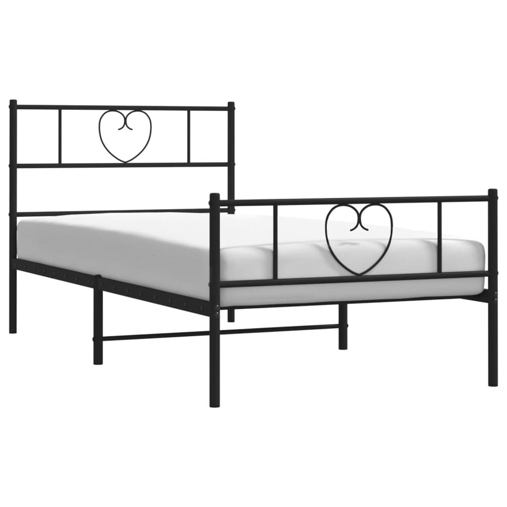 vidaXL Estrutura de cama com cabeceira e pés 107x203 cm metal preto