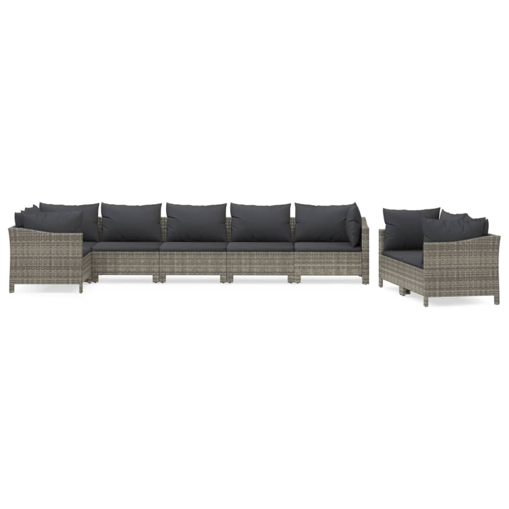 vidaXL 8 pcs conjunto lounge de jardim c/ almofadões vime PE cinzento