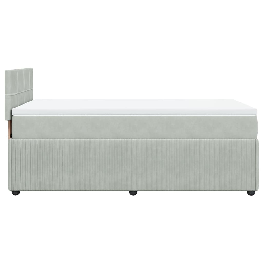 vidaXL Cama com molas/colchão 100x200 cm veludo cinza-claro