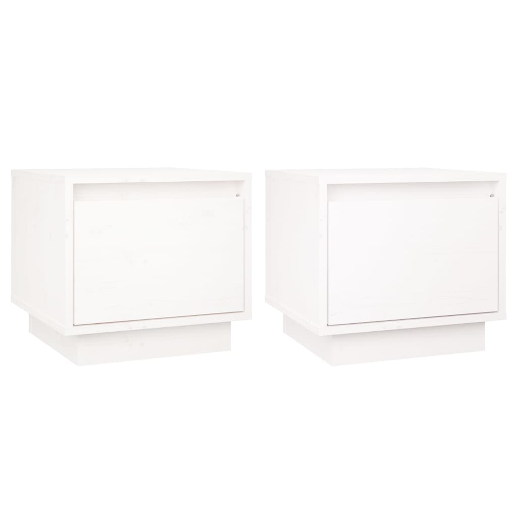 vidaXL Mesas de cabeceira 2 pcs 35x34x32 cm pinho maciço branco