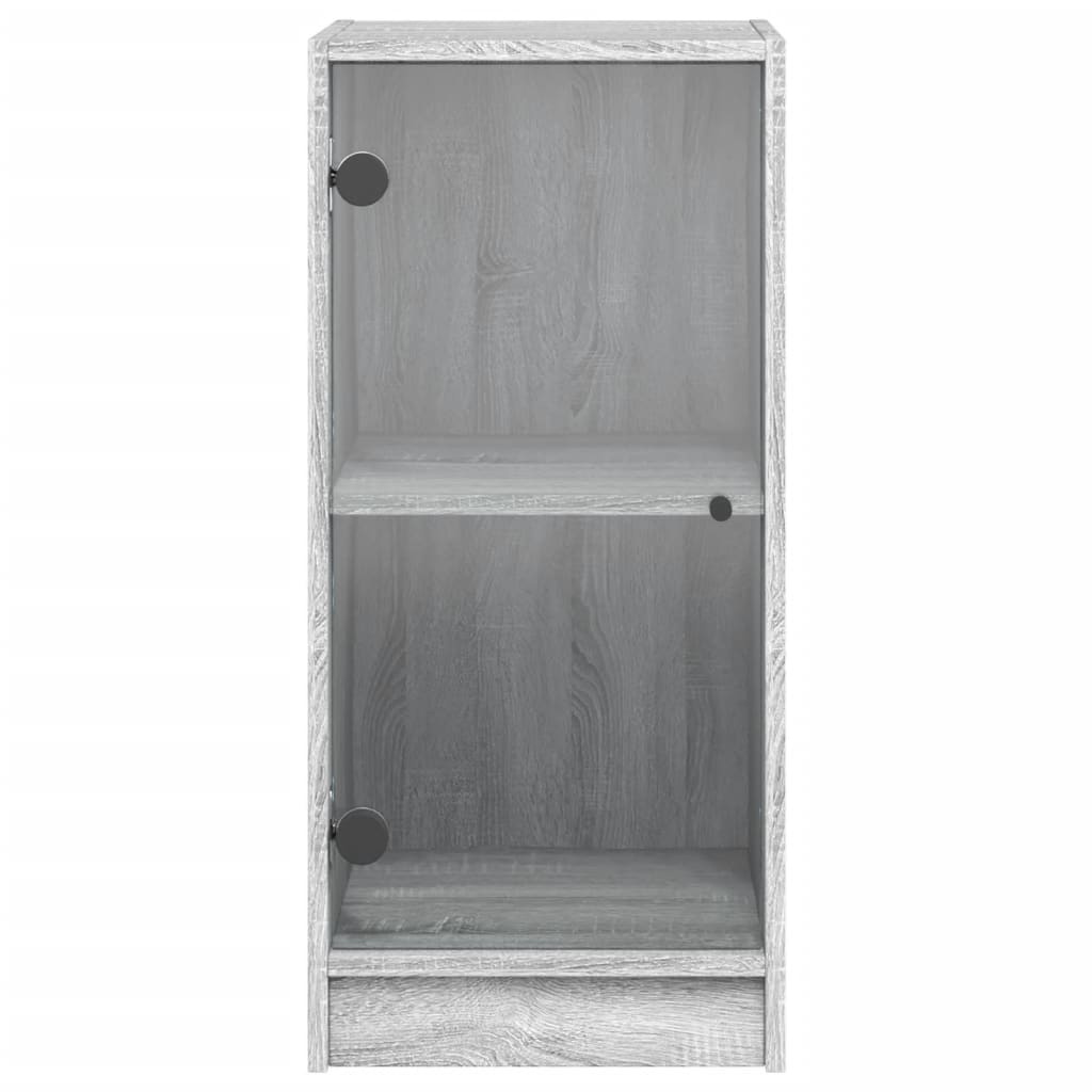 vidaXL Armário de apoio c/ portas de vidro 35x37x75,5 cm cinza sonoma