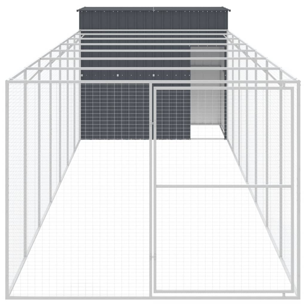 vidaXL Casota p/ cães c/ parque 214x865x181 cm aço galvaniz. antracite