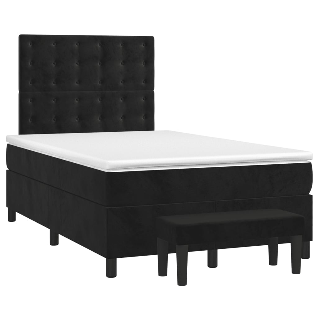 vidaXL Cama boxspring com colchão 120x200 cm veludo preto