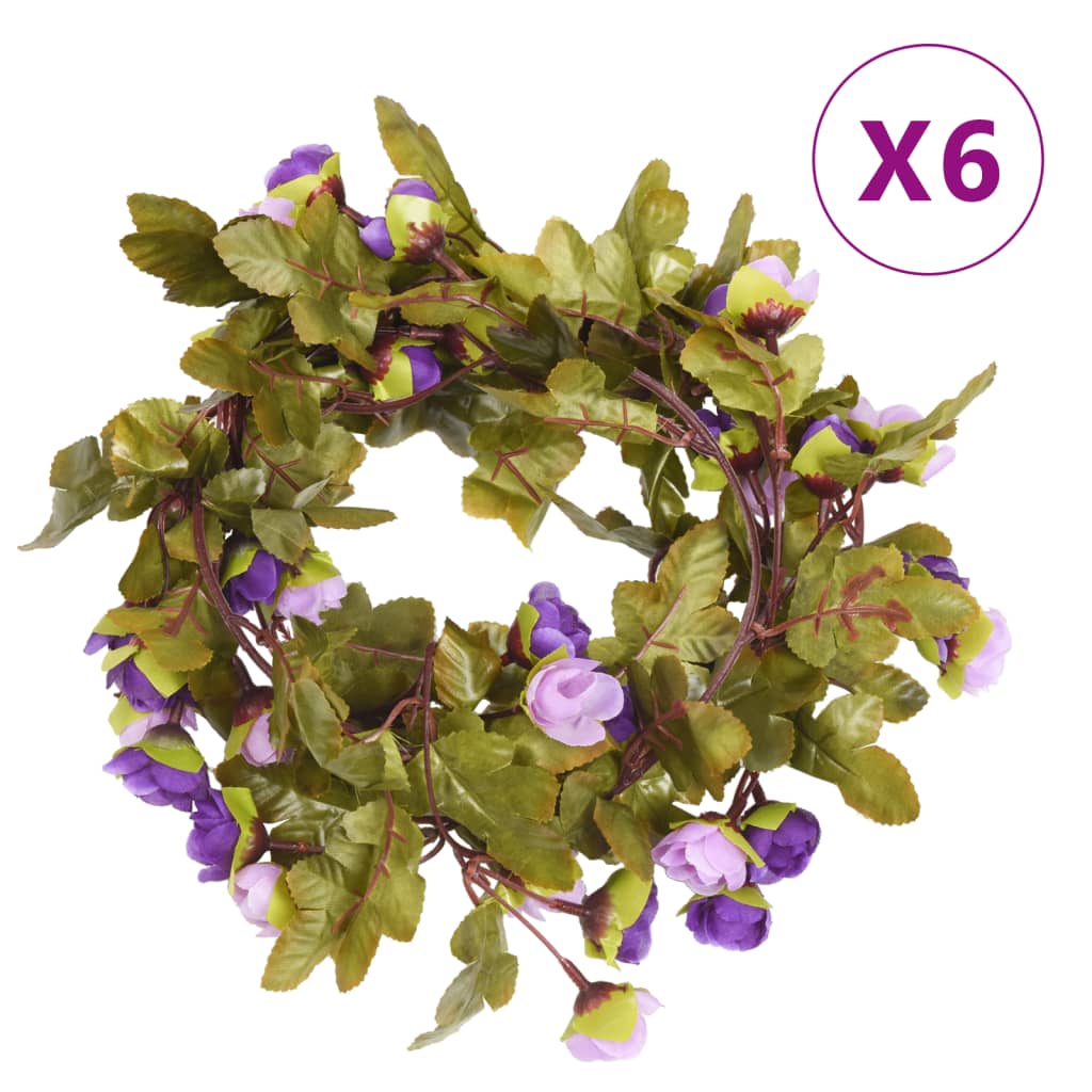 vidaXL Grinaldas de flores de Natal 6 pcs 215 cm roxo claro